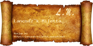 Lancsák Miletta névjegykártya